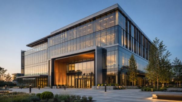 Glazed commercial office entrance